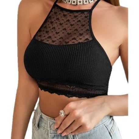 Canotta aderente da donna elegante e Sexy Nero.